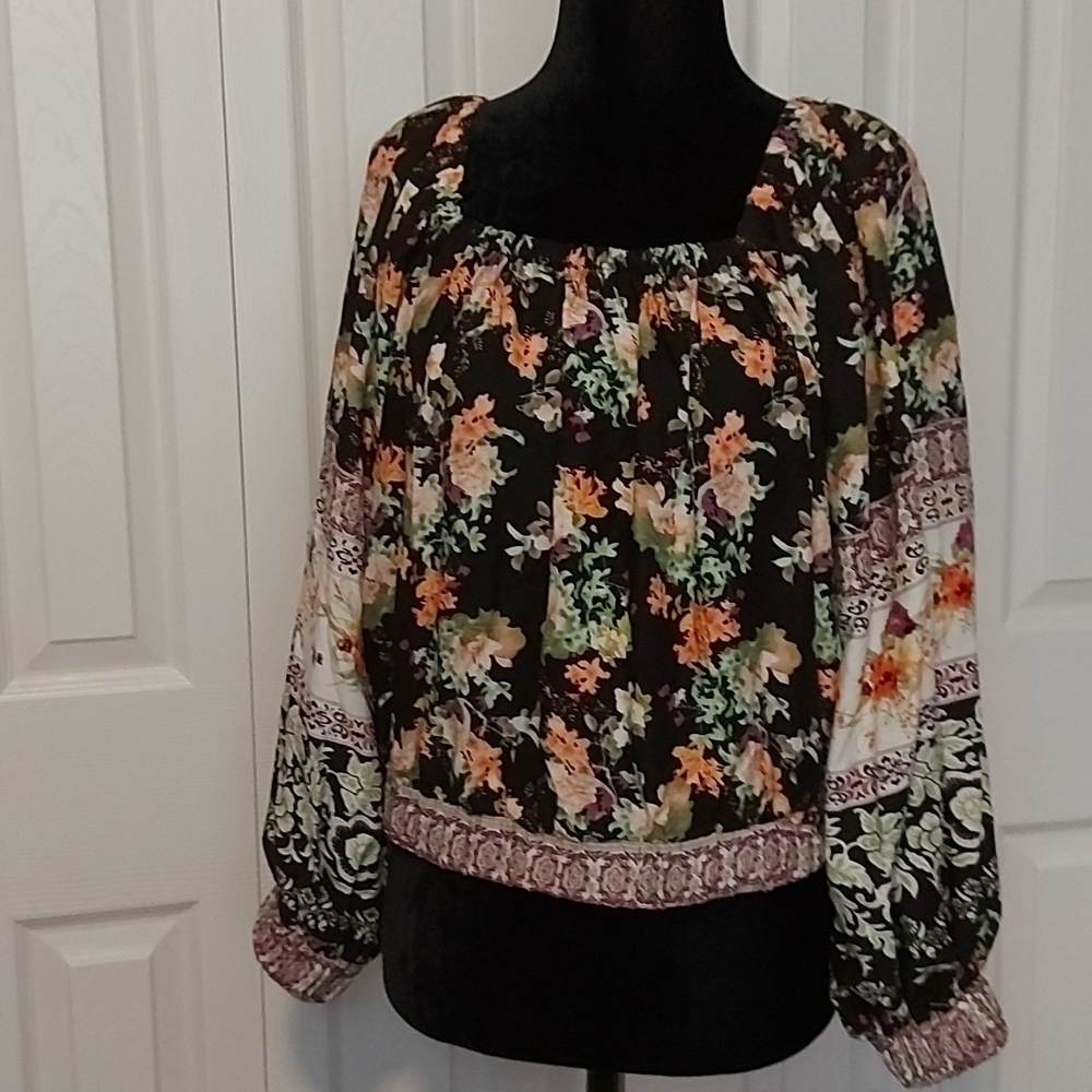 Cropped Floral Peasant Top